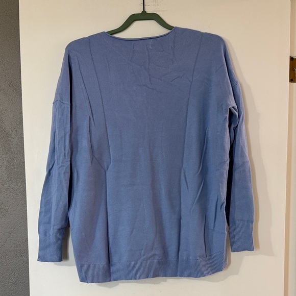ZENANA Soft Blue V-Neck Pullover Sweater - Picture 5 of 7